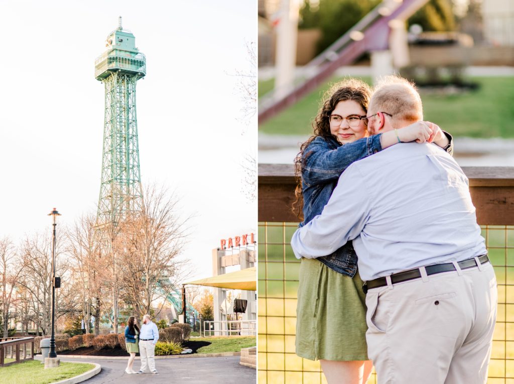 Hannah and Andrew at Kings Island Amusement Park during Mason, OH Photographer engagement session