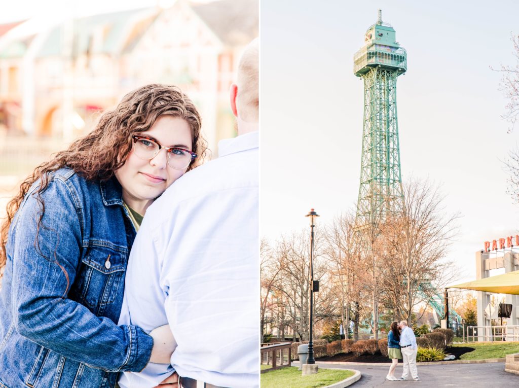 collage of Hannah and Andrew during Mason, OH Photographer engagement session 