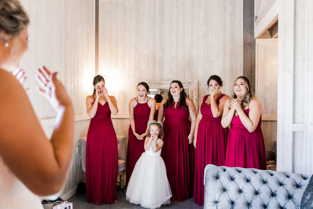 Picture of a "bridesmaid reveal" moment to add to your wedding album