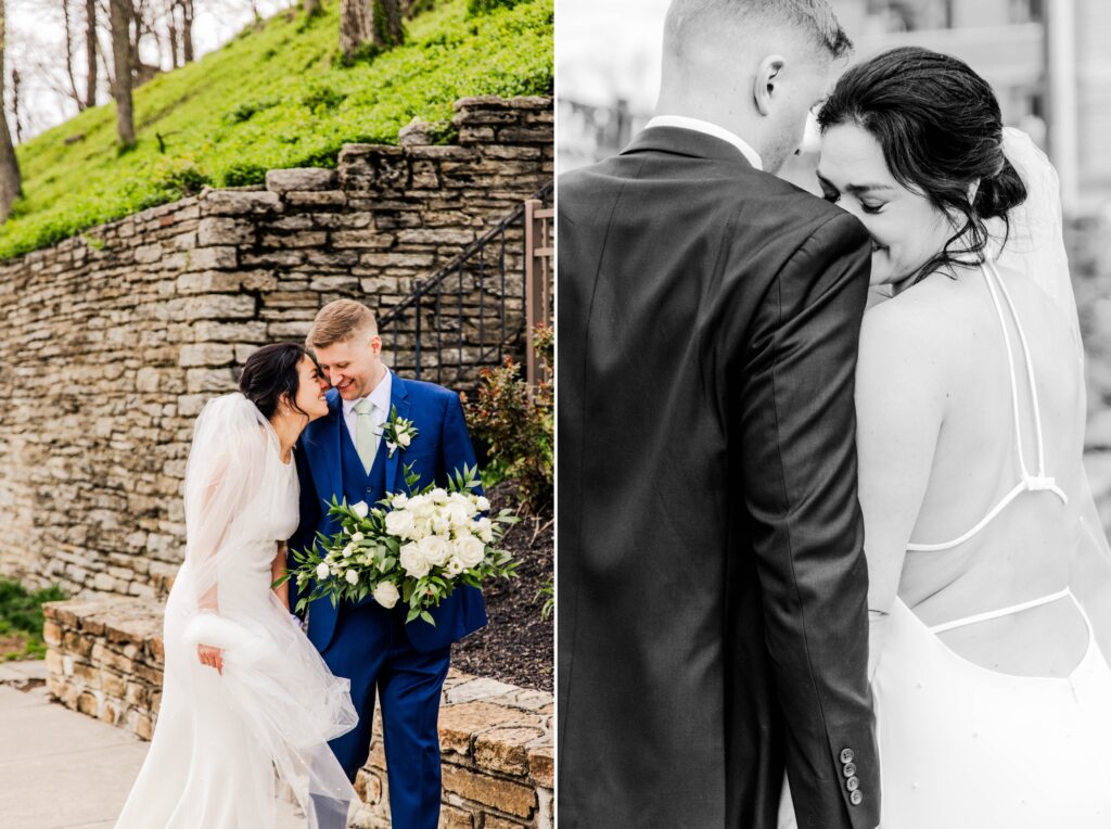 Bride and groom portraits on a spring day
