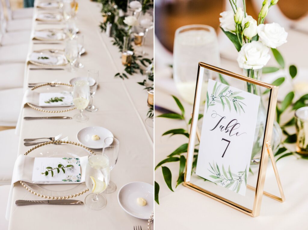White and gold wedding table decor