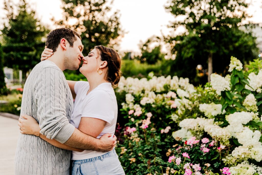 The rose garden at Smale park cincinnati romantic engagement session